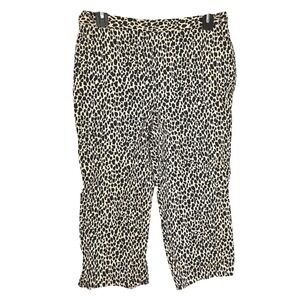 Alfred Dunner 10P Tan Leopard Print Cropped Pants Elastic Waist Mobwife Chic